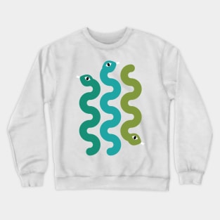 Squiggly Snakes on Teal Green – Retro 70s Wavy Snake Pattern Crewneck Sweatshirt